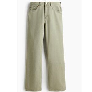 NWT H&M Bleecker High Rise Wide Leg Jeans in Green Khaki